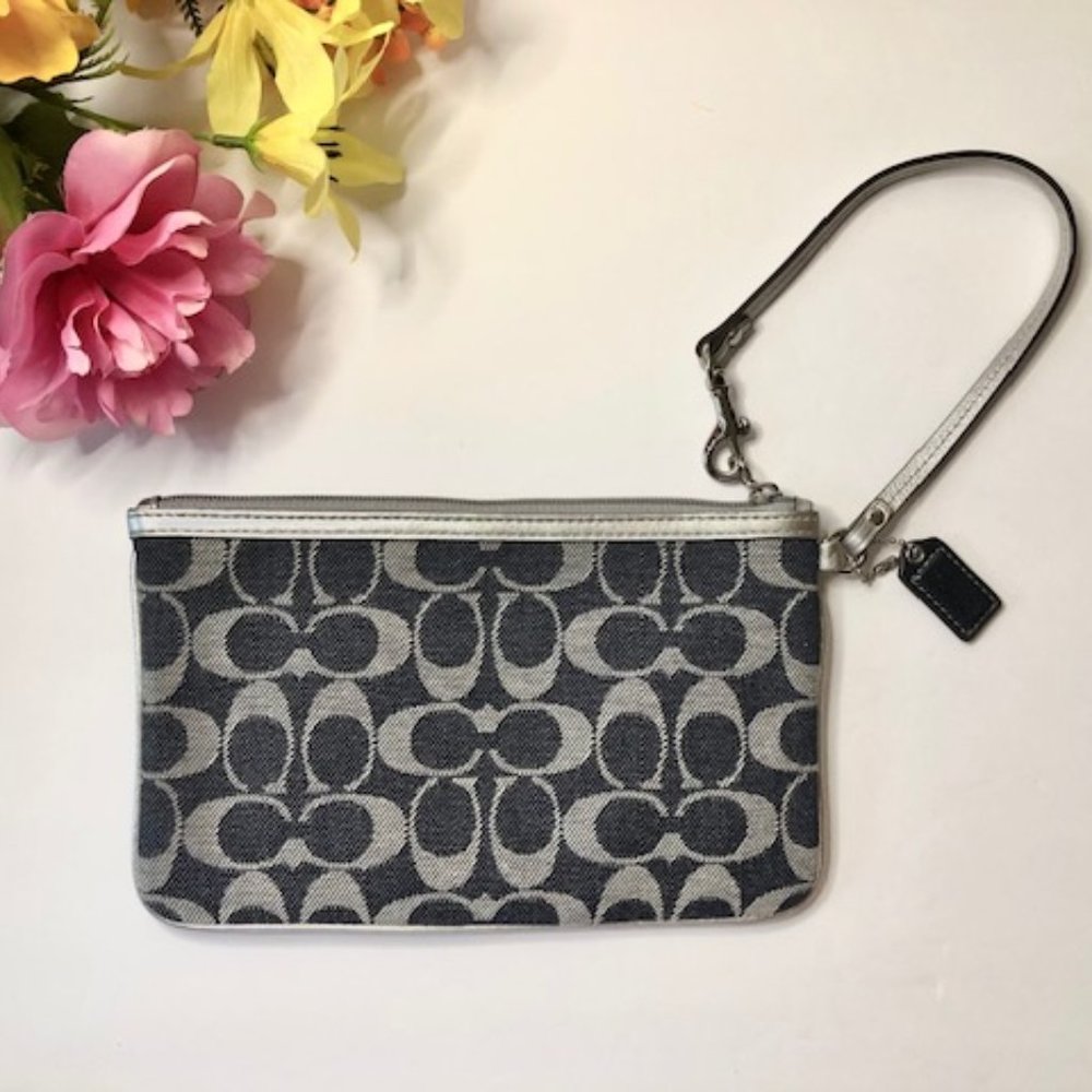 Coach Wristlet Blue and Gray Denim Purse - Picture 3 of 11